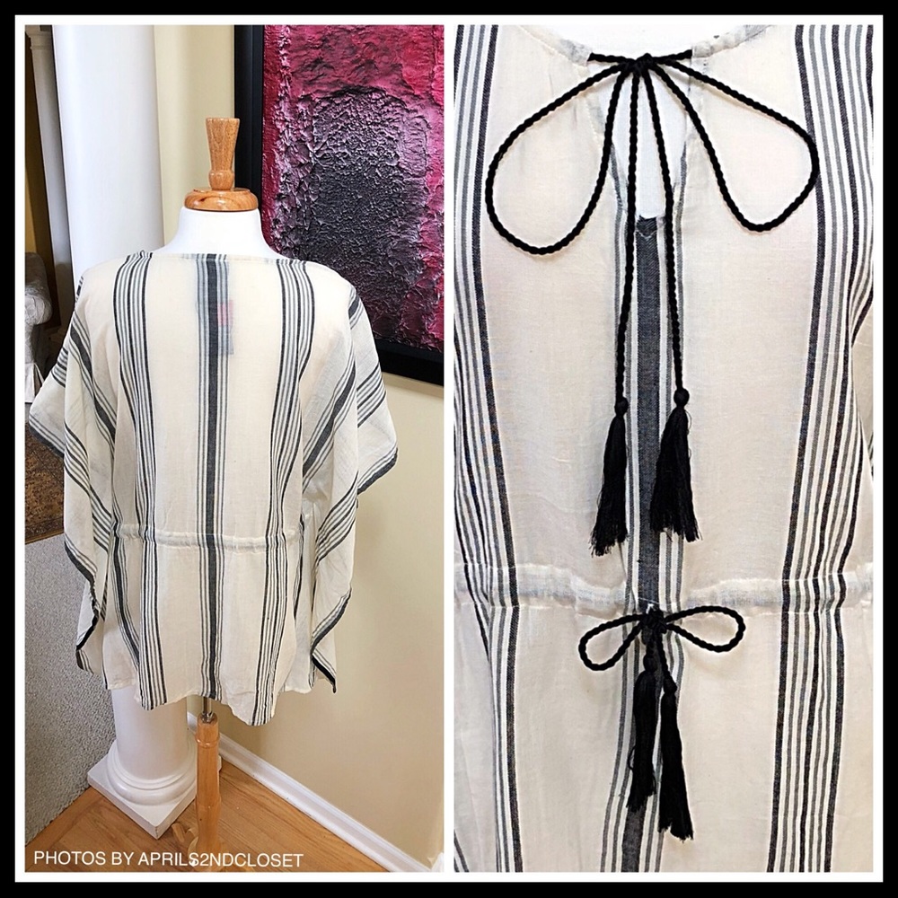 VINCE CAMUTO STRIPED TUNIC PONCHO PULLOVER - Picture 5 of 7